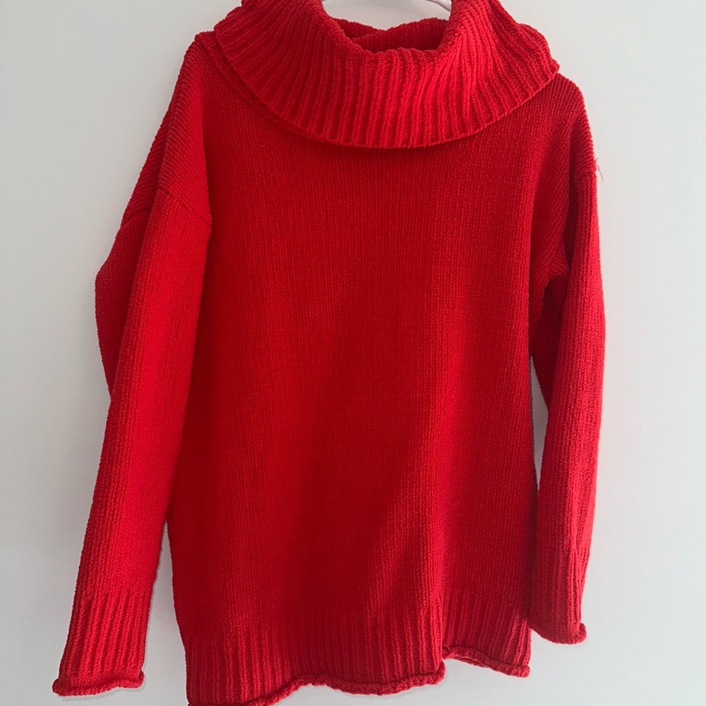 Moon & Madison Vibrant Red Cowl Neck Sweater